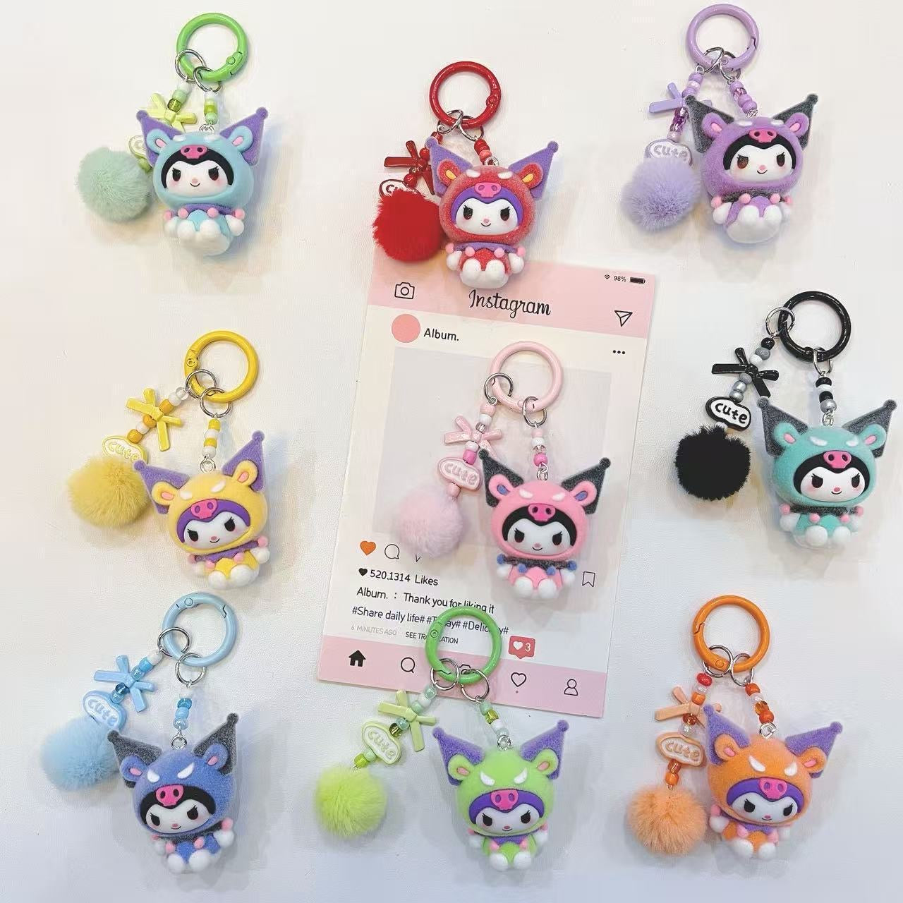 Little Devil Kuromi Series Cartoon Pendant Cute Keychain Doll Pendant Creative Mobile Phone Chain Bag Gift