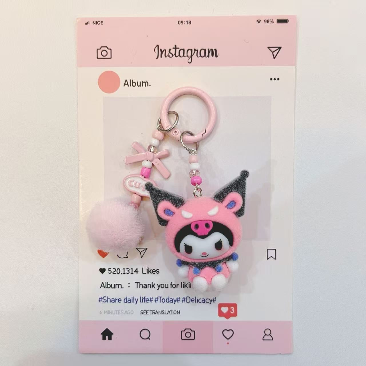 Little Devil Kuromi Series Cartoon Pendant Cute Keychain Doll Pendant Creative Mobile Phone Chain Bag Gift