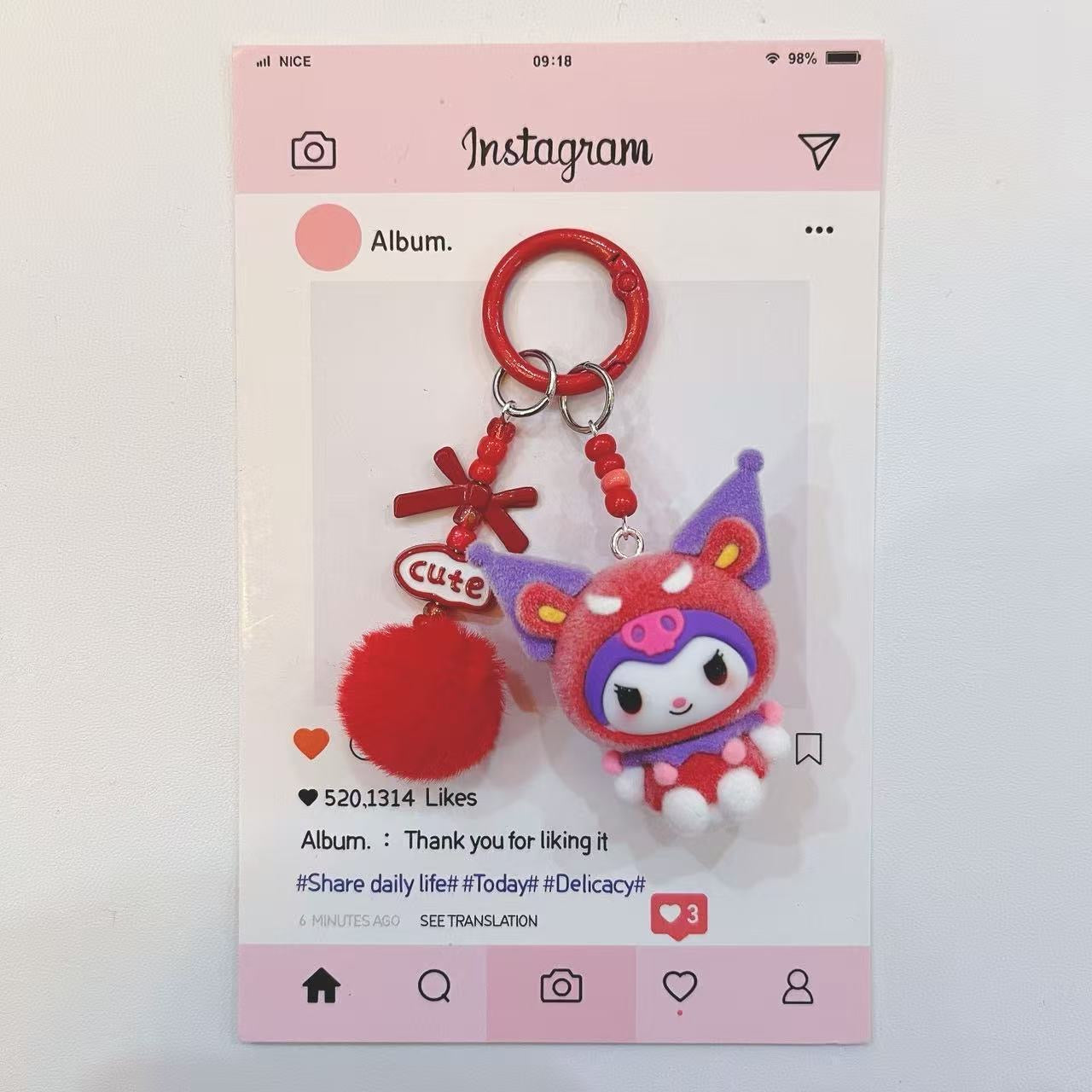 Little Devil Kuromi Series Cartoon Pendant Cute Keychain Doll Pendant Creative Mobile Phone Chain Bag Gift