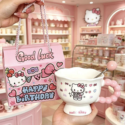 Popular cup gift box cute girl's heart ceramic mug girl's birthday gift good-looking gift water cup