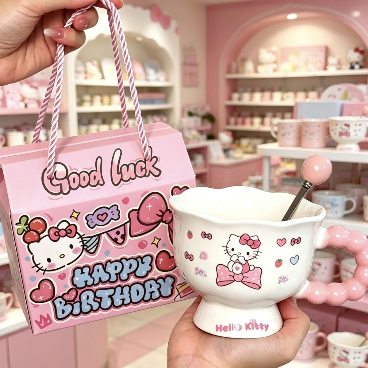 Popular cup gift box cute girl's heart ceramic mug girl's birthday gift good-looking gift water cup