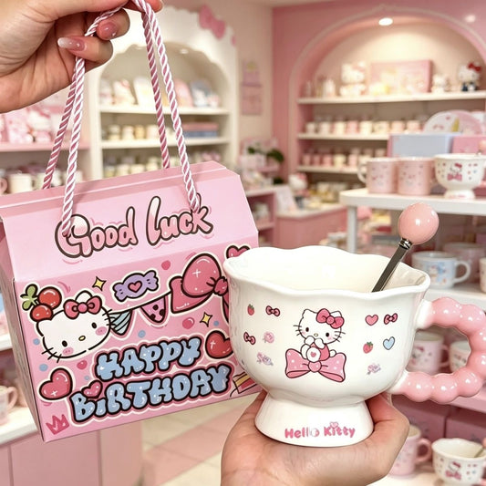 Popular cup gift box cute girl's heart ceramic mug girl's birthday gift good-looking gift water cup