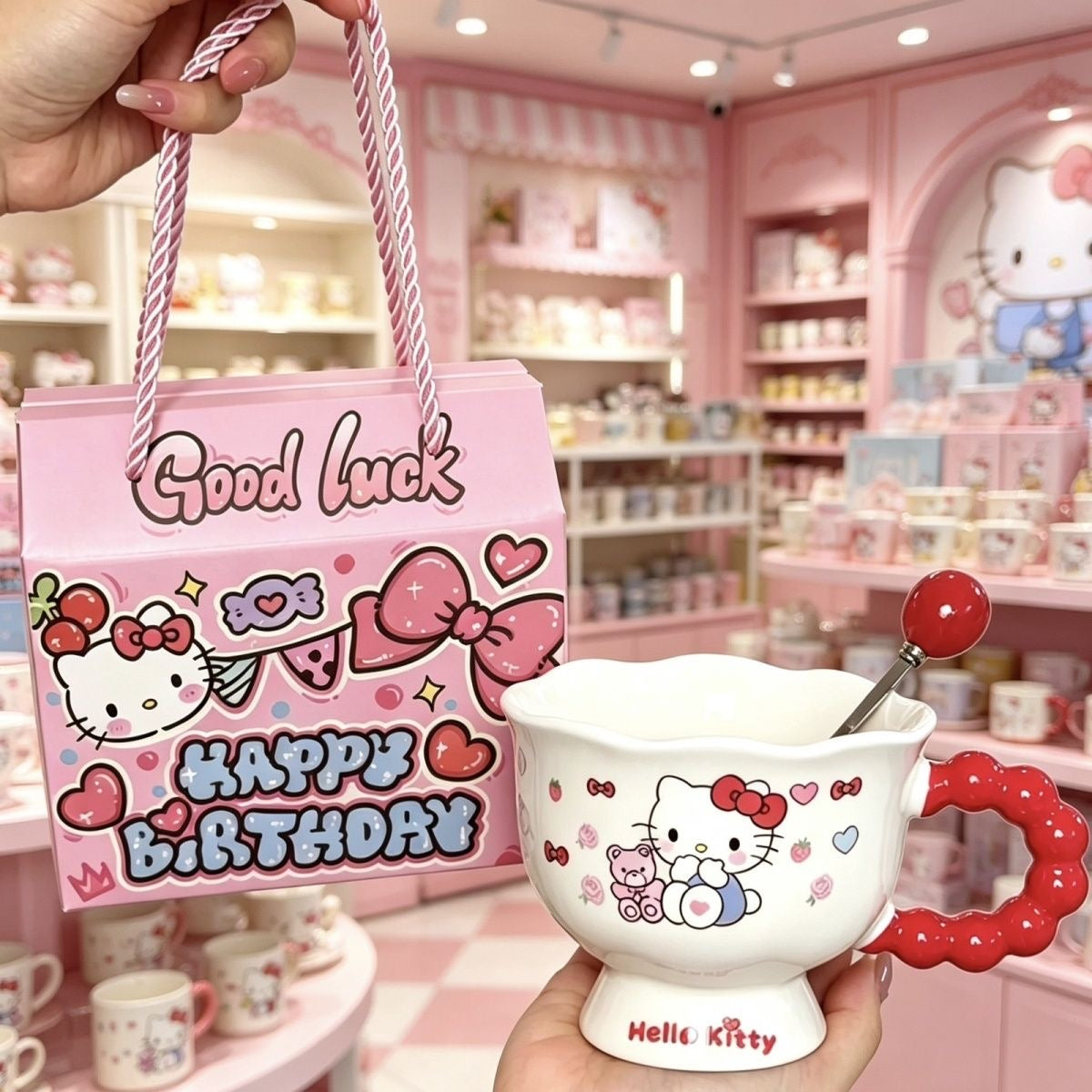 Popular cup gift box cute girl's heart ceramic mug girl's birthday gift good-looking gift water cup
