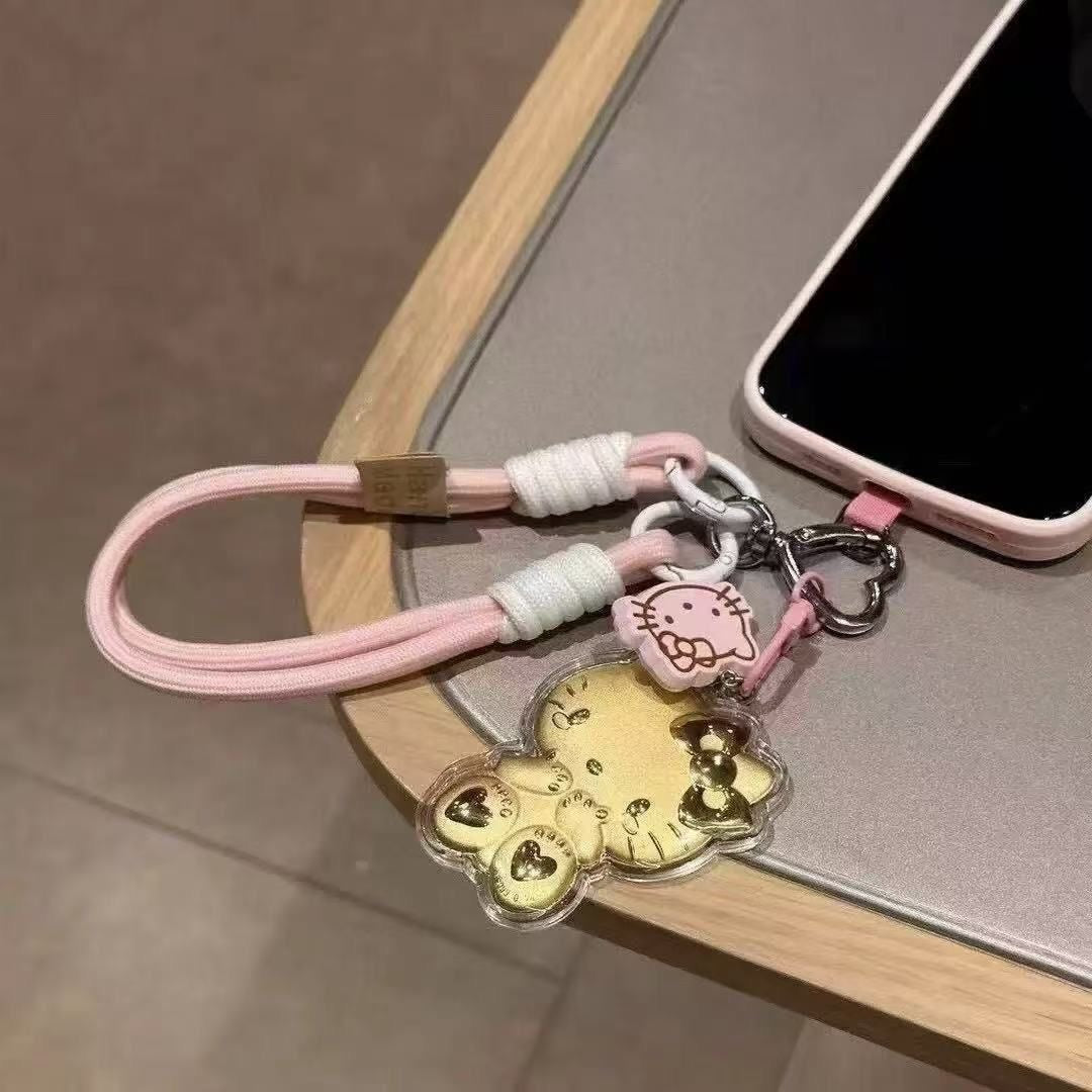 Hot-selling kt cat pendant KT mobile phone lanyard cute cartoon mobile phone chain pendant bag pendant keychain