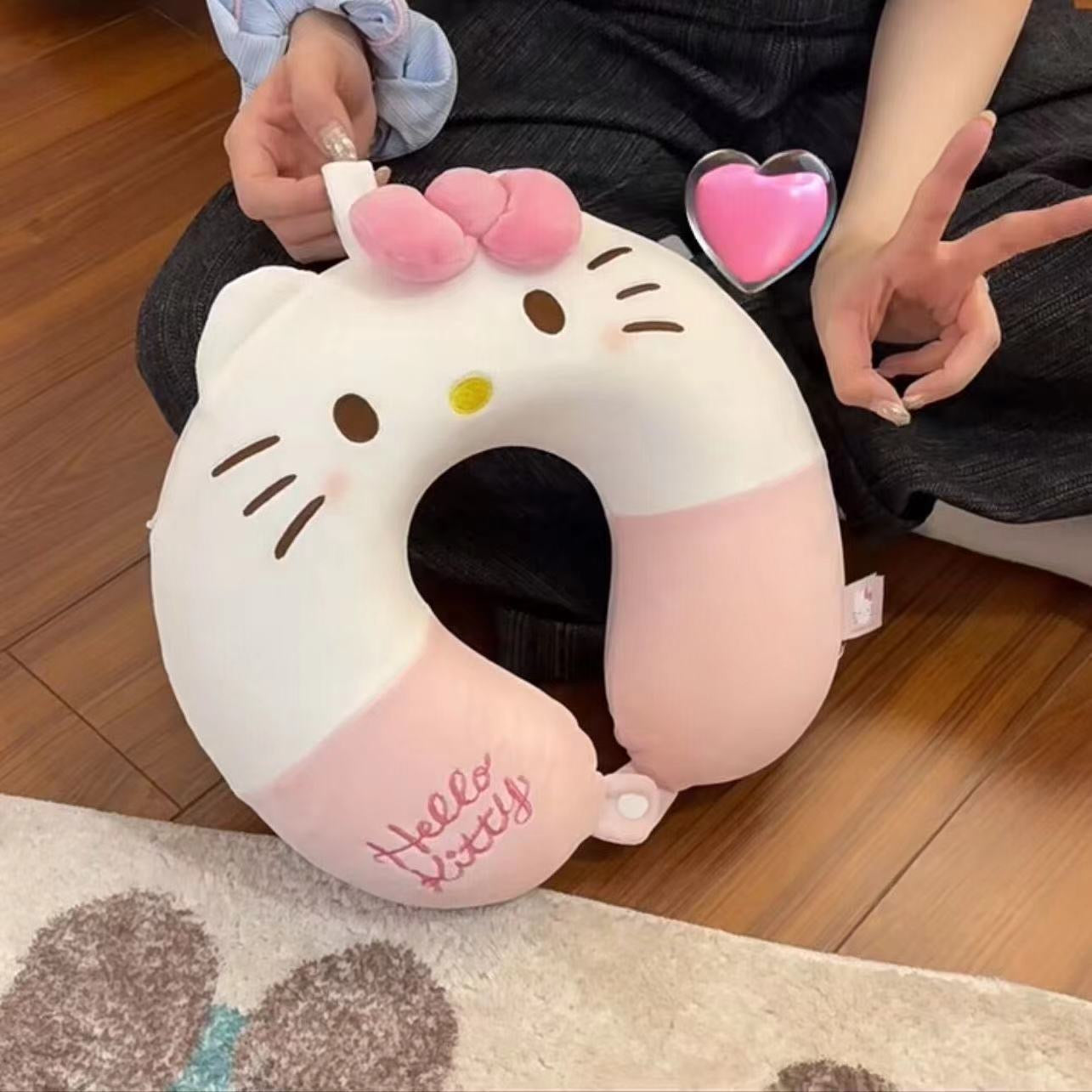Cartoon kt cat u-shaped pillow cute girl heart pp cotton neck protection travel portable sleep aid sleeping pillow