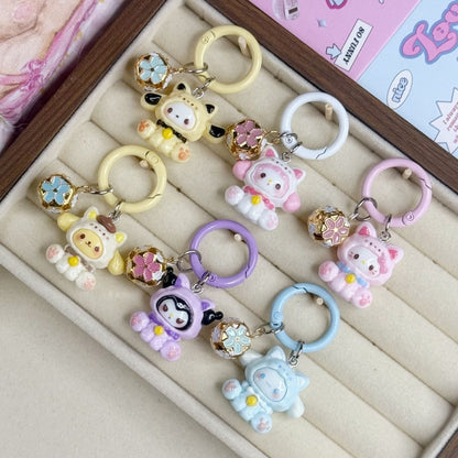 New Sanrio Bell Keychain Cartoon Student Schoolbag Cute Pendant Girl Accessories Best Friend Gift