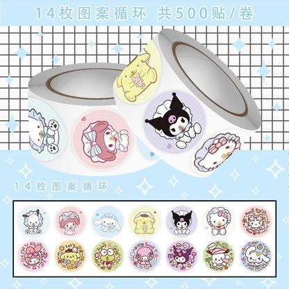 500pcs Bestseller Cute Sanrio Roll Stickers, Kids Reward Stickers, Cartoon Accessories for Journal Decoration & DIY Crafts