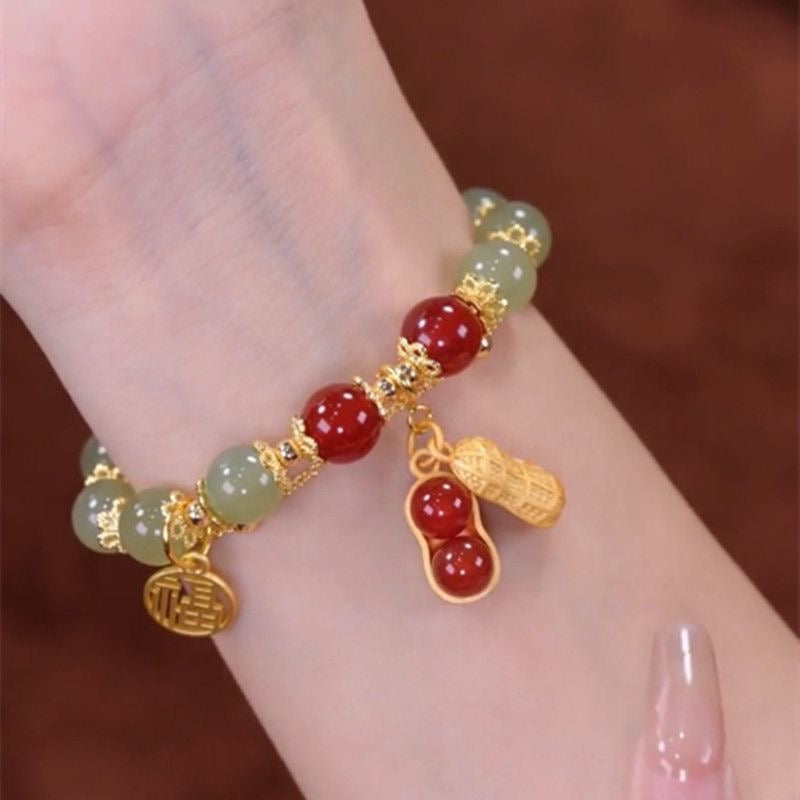 Internet celebrity popular good thing peanut lucky brand temperament bracelet women's fashion new double-layer layering light luxury high-end personality bracelet