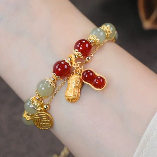 Internet celebrity popular good thing peanut lucky brand temperament bracelet women's fashion new double-layer layering light luxury high-end personality bracelet