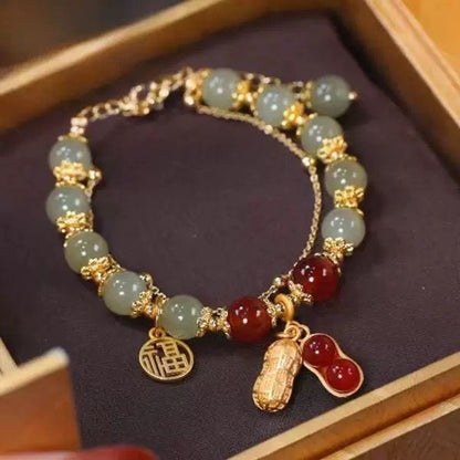 Internet celebrity popular good thing peanut lucky brand temperament bracelet women's fashion new double-layer layering light luxury high-end personality bracelet