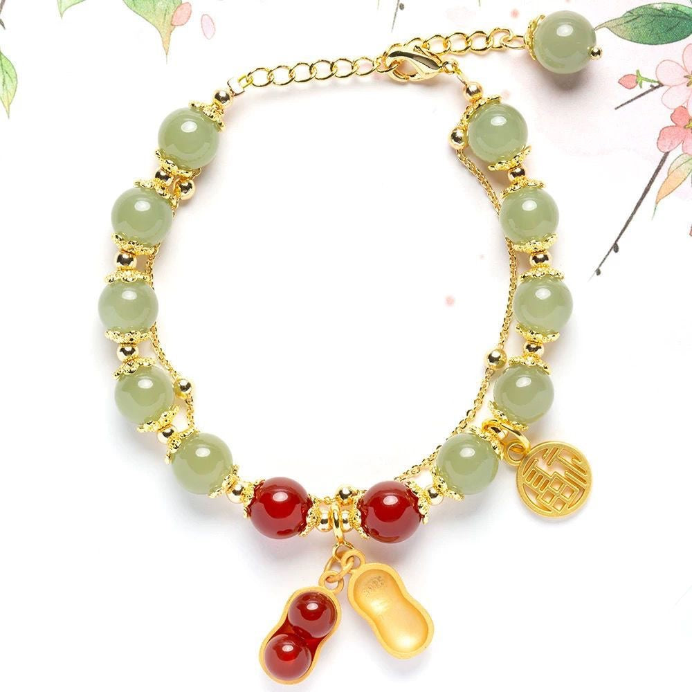 Internet celebrity popular good thing peanut lucky brand temperament bracelet women's fashion new double-layer layering light luxury high-end personality bracelet