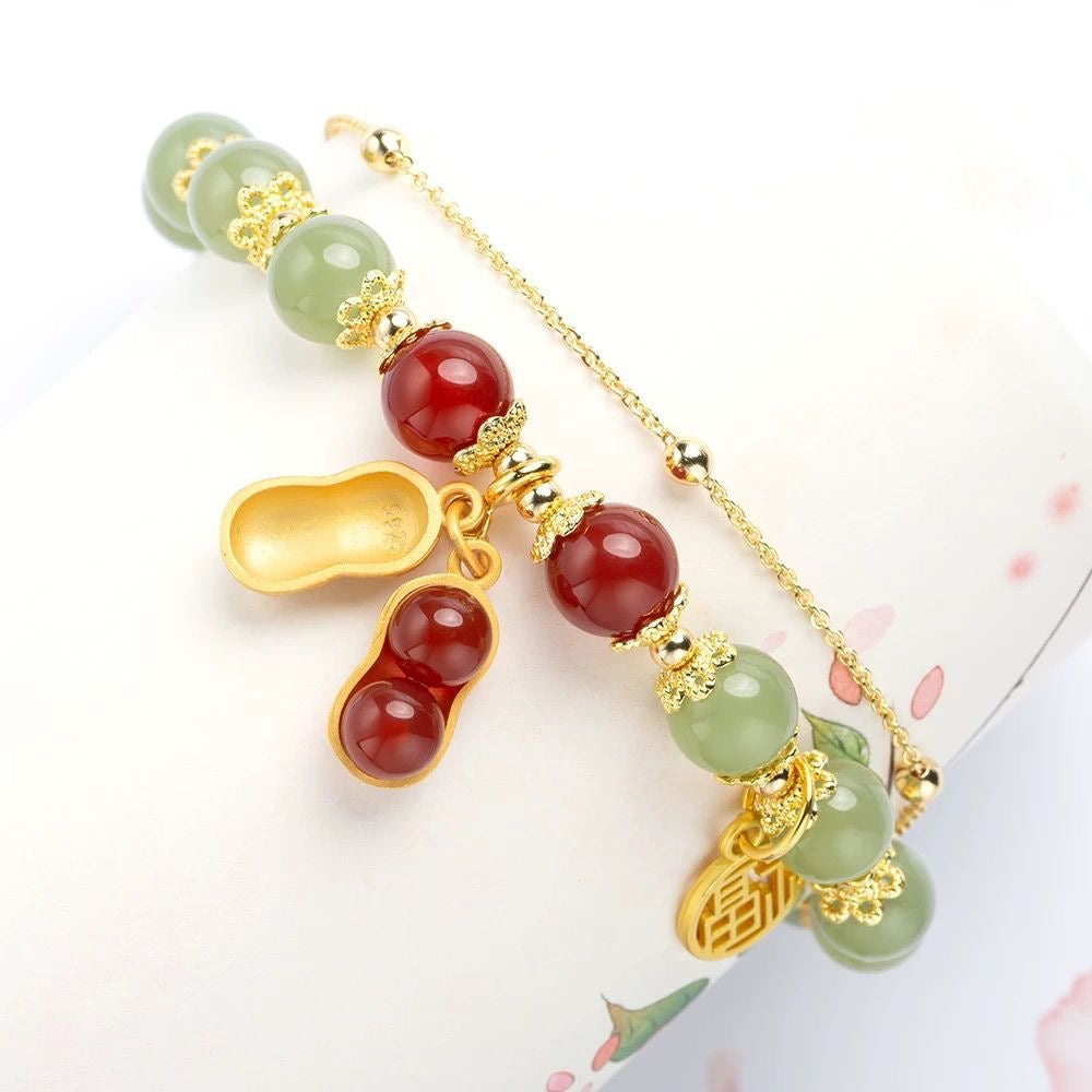 Internet celebrity popular good thing peanut lucky brand temperament bracelet women's fashion new double-layer layering light luxury high-end personality bracelet