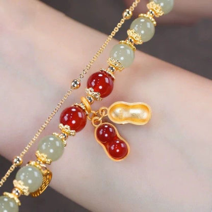 Internet celebrity popular good thing peanut lucky brand temperament bracelet women's fashion new double-layer layering light luxury high-end personality bracelet