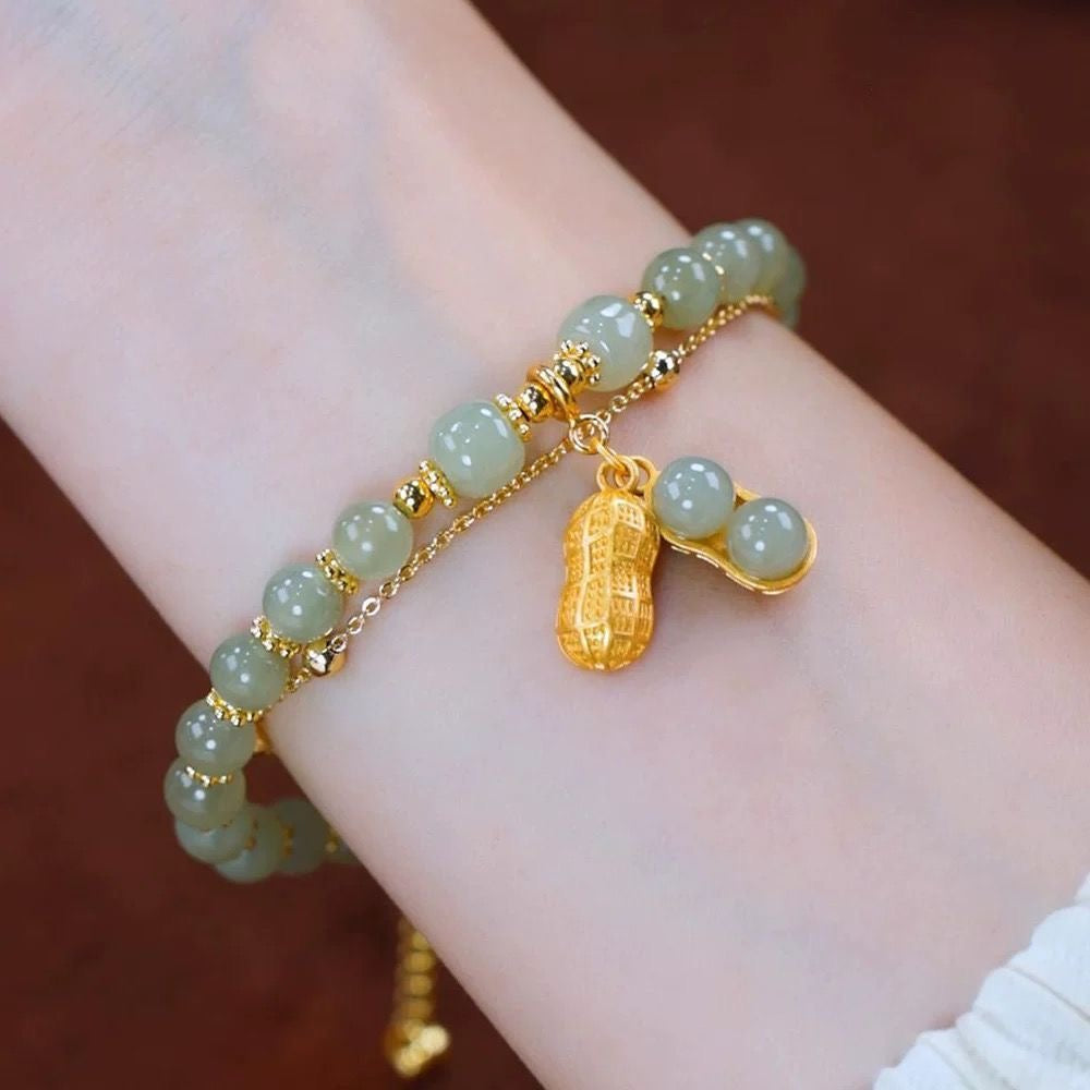 Internet celebrity popular good thing peanut lucky brand temperament bracelet women's fashion new double-layer layering light luxury high-end personality bracelet