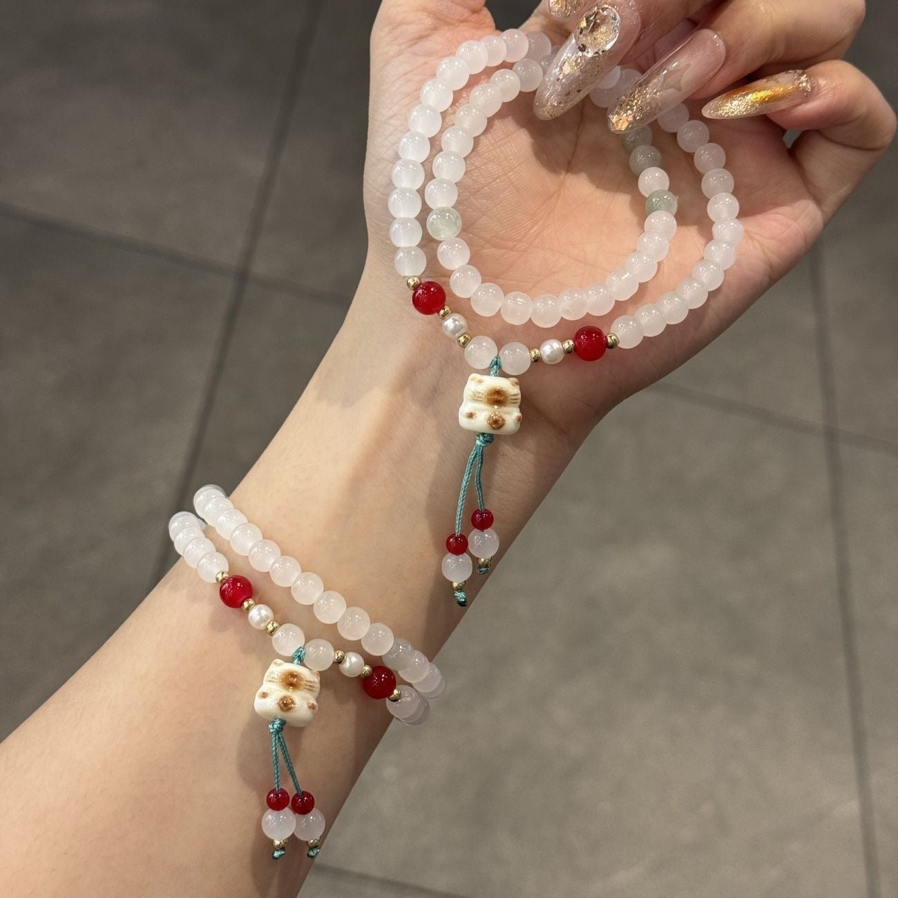 Double-loop cute cat's claw double-circle bracelet student finger soft text play bracelet sweet good-looking couple best friend gift