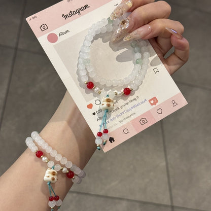Double-loop cute cat's claw double-circle bracelet student finger soft text play bracelet sweet good-looking couple best friend gift