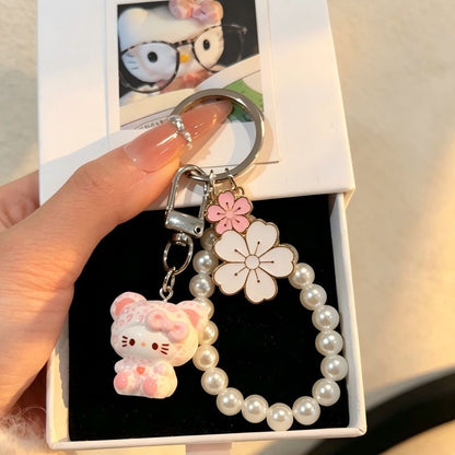 Cute Stereo 3D Leopard Print Bow Kitty Keychain, Kawaii Cat Bag Hanging Charm Pendant, Sweet Girly Decor Ornament Gift for Girls, Friends & BFF Bestie