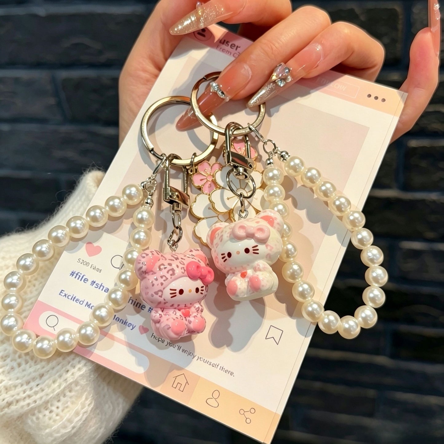 Cute Stereo 3D Leopard Print Bow Kitty Keychain, Kawaii Cat Bag Hanging Charm Pendant, Sweet Girly Decor Ornament Gift for Girls, Friends & BFF Bestie
