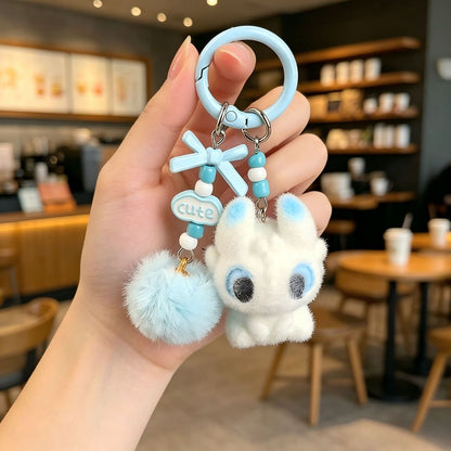 Cute Pom Pom Bow Couple Phone Lanyard, Toothless Light Fury Pendant, Creative Small Gift for Fans of How To Train Your Dragon