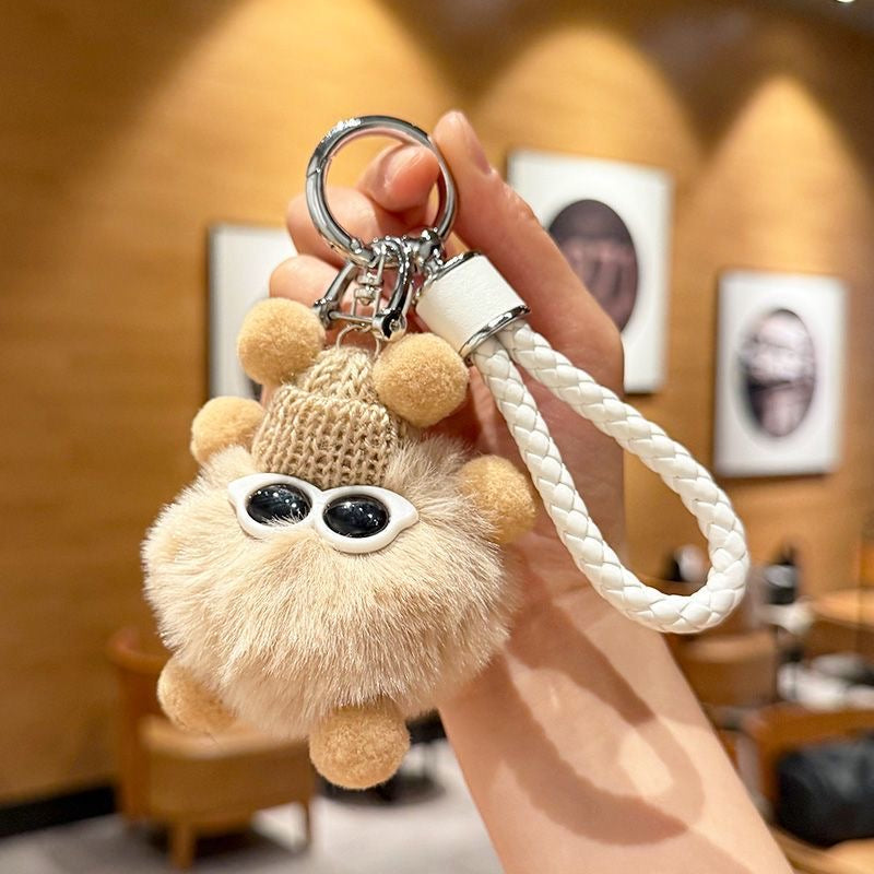 Lovely Macaron Mini Soot Sprite Plush Keychain, Delicate Backpack & Car Hanging Ornament, Sweet Gift for Girls