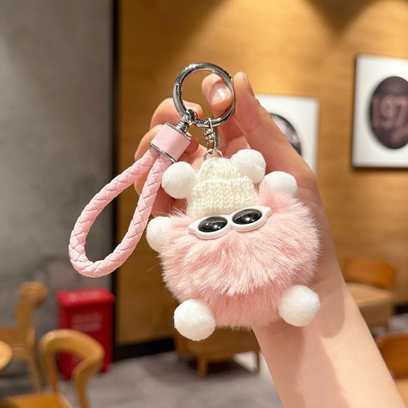 Lovely Macaron Mini Soot Sprite Plush Keychain, Delicate Backpack & Car Hanging Ornament, Sweet Gift for Girls