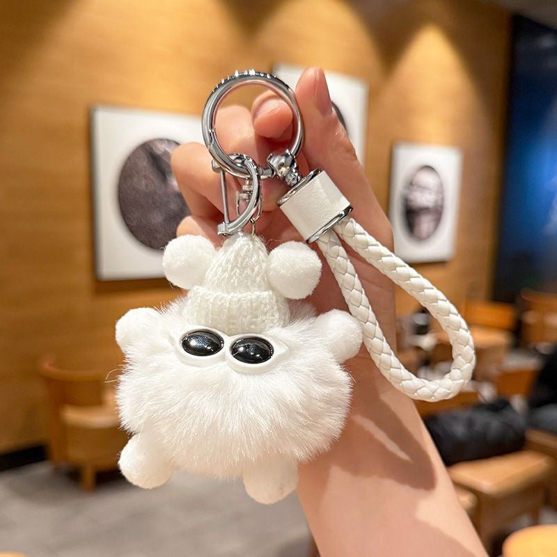 Lovely Macaron Mini Soot Sprite Plush Keychain, Delicate Backpack & Car Hanging Ornament, Sweet Gift for Girls