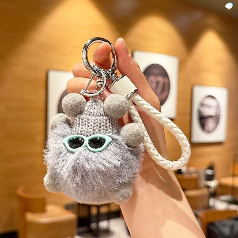 Lovely Macaron Mini Soot Sprite Plush Keychain, Delicate Backpack & Car Hanging Ornament, Sweet Gift for Girls