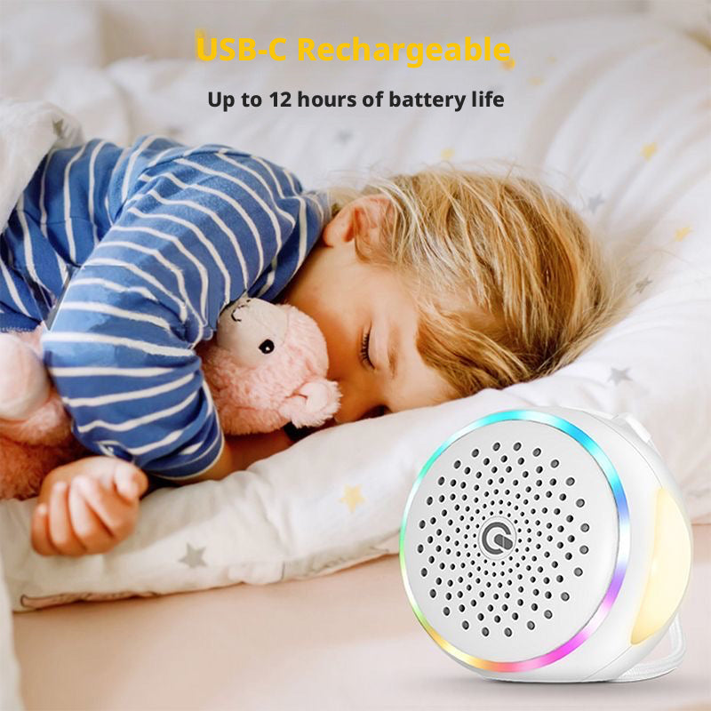 Portable White Noise Sleep Machine, Natural Rain & Wind Sounds Sleep Aid Device, Gentle Night Light, Soothing Lullaby Sound Machine for Insomnia Relief & Baby Calming