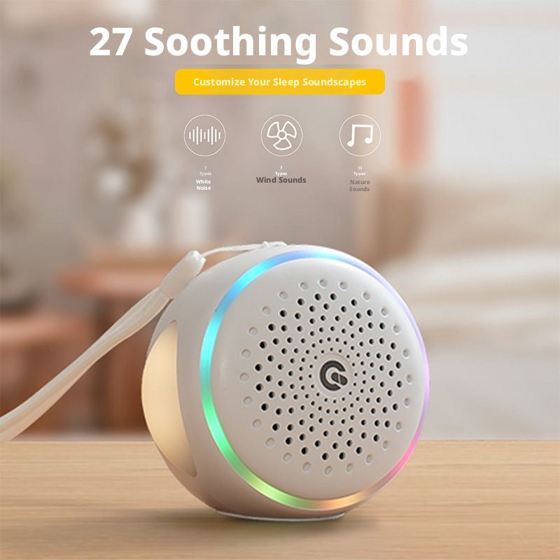 Portable White Noise Sleep Machine, Natural Rain & Wind Sounds Sleep Aid Device, Gentle Night Light, Soothing Lullaby Sound Machine for Insomnia Relief & Baby Calming