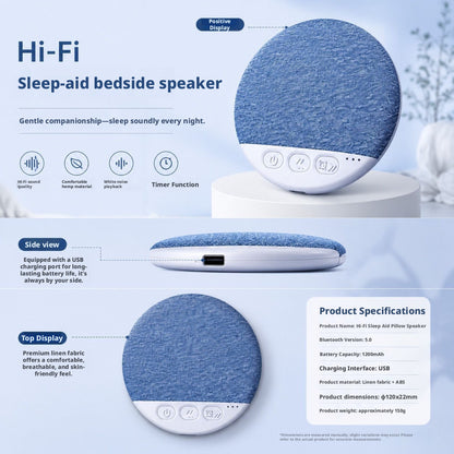 Ultra Thin Under Pillow Bluetooth Speaker, Wireless Sleep Sound Device, Portable White Noise & Music Speaker for Side Sleepers, Insomnia Relief Bedside Audio for Bedroom Travel Dorm